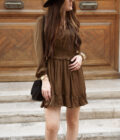Robe courte femme hiver fluide marron Jude