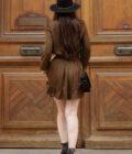 Robe courte femme hiver fluide marron Jude
