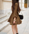 Robe courte femme hiver fluide marron Jude