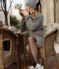 Robe pull hiver chaud et doux femme gris oversize Victoire