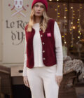 Gilet sans manches vintage polaire bordeaux hiver femme Ambroise American