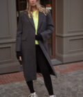 Manteau oversize long hiver femme gris foncé en laine Arsene