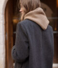 Manteau oversize long hiver femme gris foncé en laine Arsene