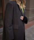 Manteau oversize long hiver femme gris foncé en laine Arsene