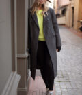 Manteau oversize long hiver femme gris foncé en laine Arsene
