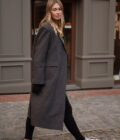 Manteau oversize long hiver femme gris foncé en laine Arsene