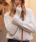 Pull gris manches Bishop femme hiver doux chaud Charles