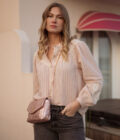 Chemise rayée rose gris femme brodée bohème capucine