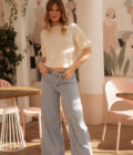 Pull manches courtes oversize blanc Alban