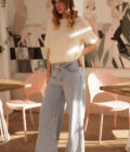 Pull manches courtes oversize blanc Alban