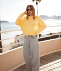 Pull oversize femme jaune doux Augusto