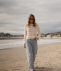 Pull bohème écru femme ajourée manches évasées Elio