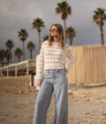 Pull bohème écru femme ajourée manches évasées Elio