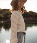 Blouse en dentelle tendance femme écru avec petit col Vinciane