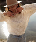 Blouse en dentelle tendance femme écru avec petit col Vinciane