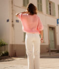 Pull manches courtes femme loose rose pale Alban